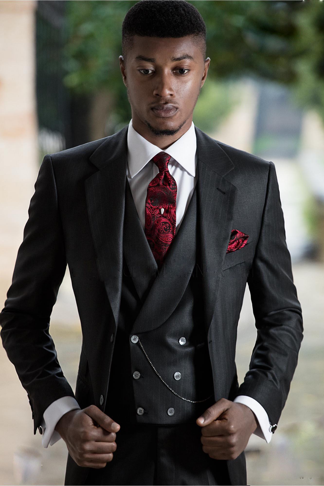 High Quality Designer Slim Fit Men Suits Full Black Three ...