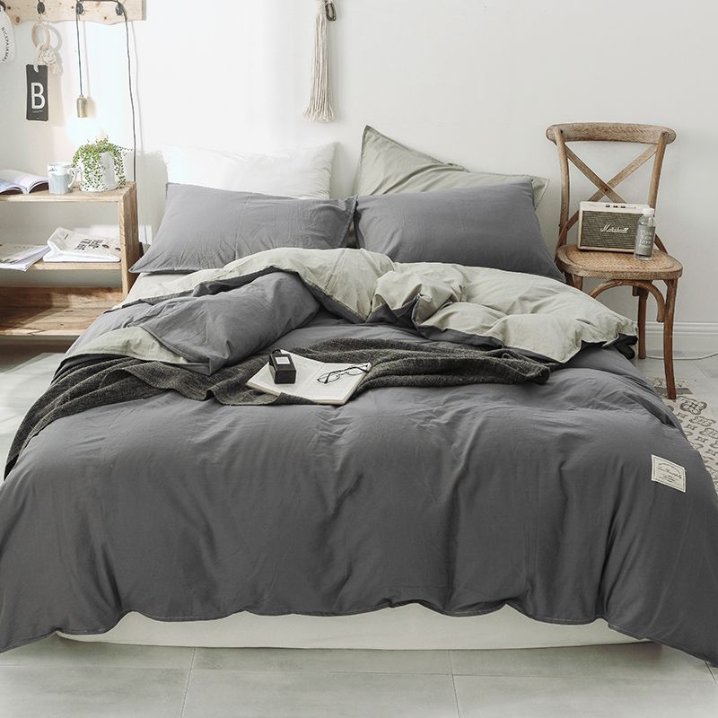 Grey Bedding Washed Cotton Set Quilt Cover Queen Size Grey Bedding Washed Cotton Set Quilt Cover Queen Size Sheet Solid Teen Bed Sheets King Duvet Beddings Red From