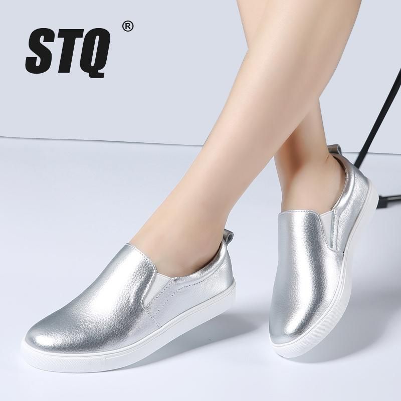Negro Ballet Zapatos Moda Otoño Cuero Blanco Barco Mocasines 2018 On Mujer Mujeres Slip Pisos De fg6yb7Y
