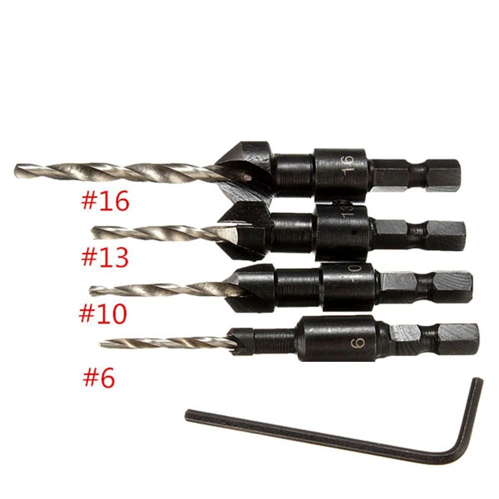 hex shank screw size 6 10 13 16 tapered countersink cone hole 10 screw hole size
