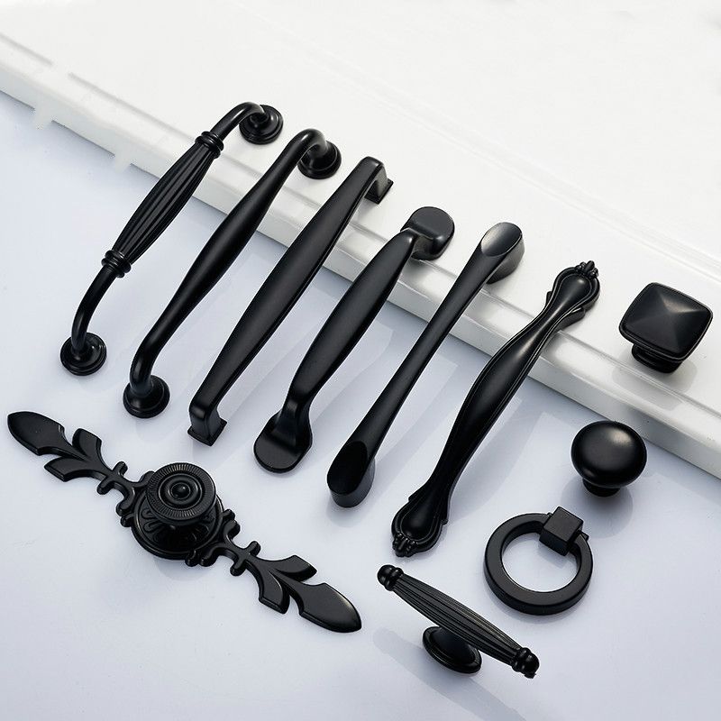 2019 modern simple zinc alloy black cabinet handles american style