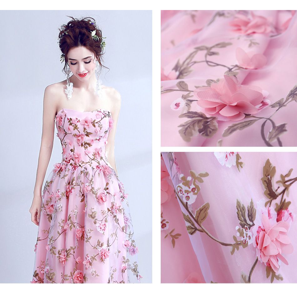 organza floral prom dress