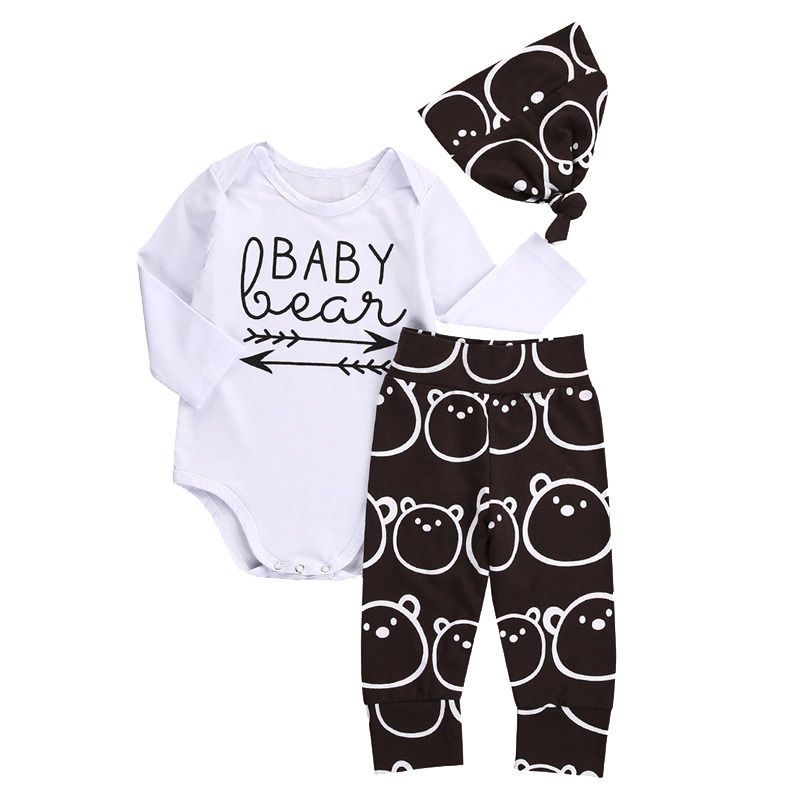 Newborn Baby Girls Boy Clothing Set Autumn Winter Bear Tops Romper