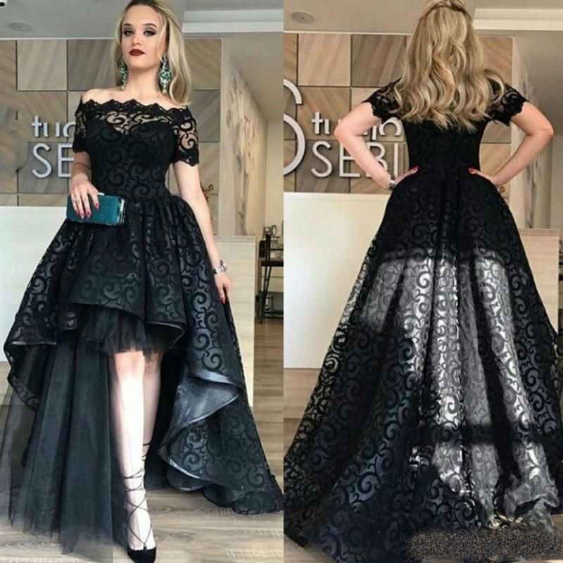 Bateau Black Prom Dress