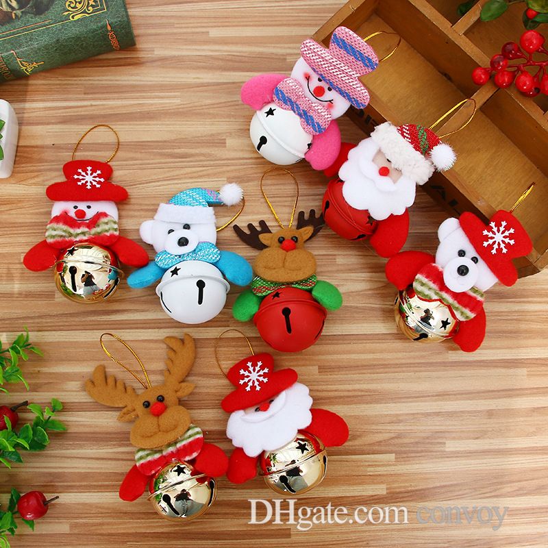 Christmas Bell Pendent Santa Claus Elk Snowman Bell Ringing Hangers Tree Decoration Gift Box DIY ...