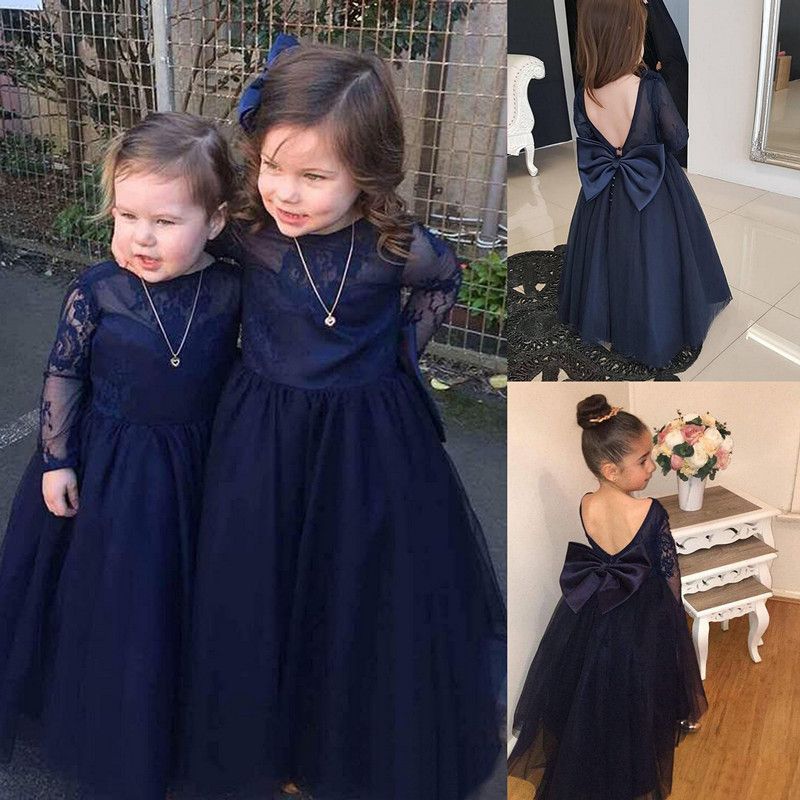 navy lace flower girl dresses