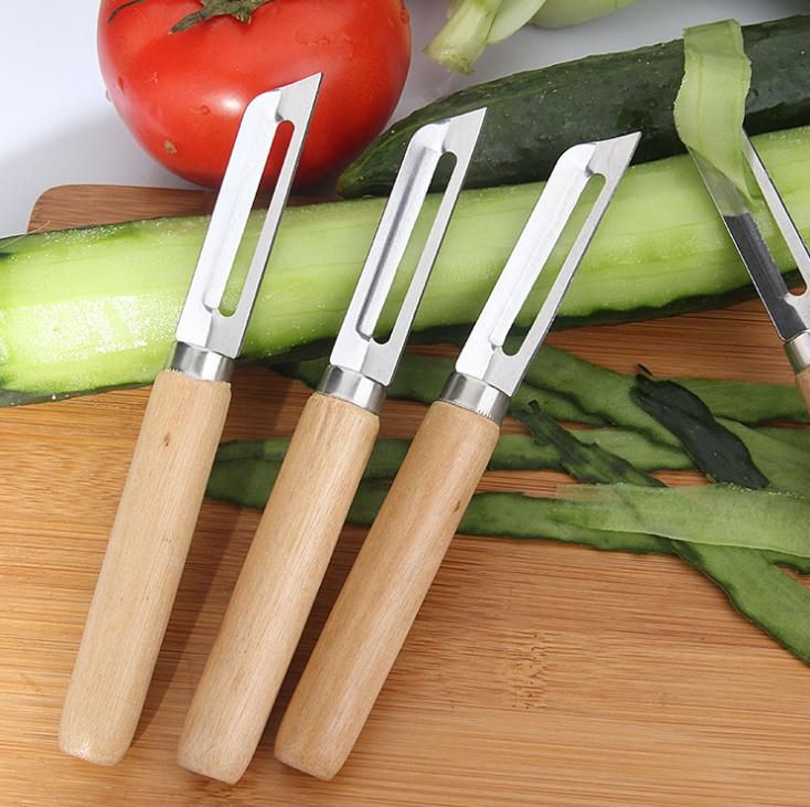 2021 Wood Handle Fruit Peeler Stainless Steel Knife Kitchen Tools Salad