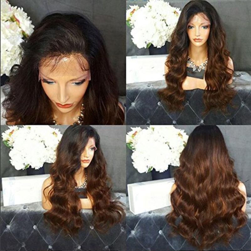 Glueless Full Lace Ombre Wigs Natural Wavy Lace Front Wigs