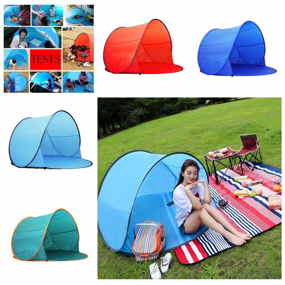 4 Colors Outdoor Quick Automatic Opening Tents Summer Portable Pop Up Beach Tent Camping Fishing Tents For 3 4 Person Kidstent Aaa525