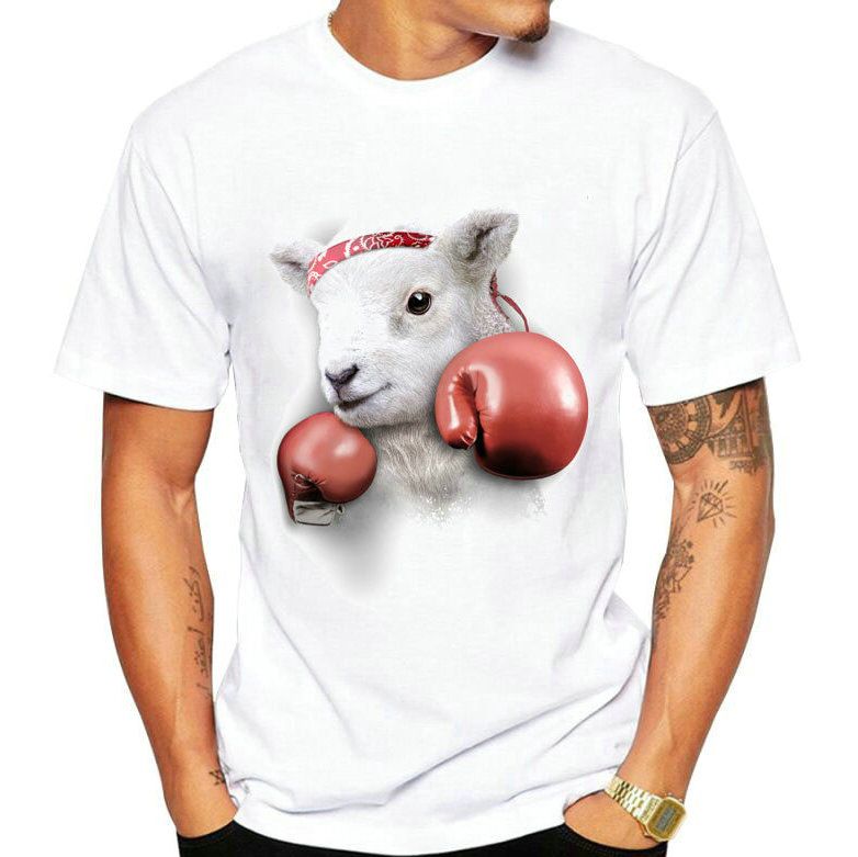 sheep boxer t shirt boxing goat short sleeve gown cartoon animal