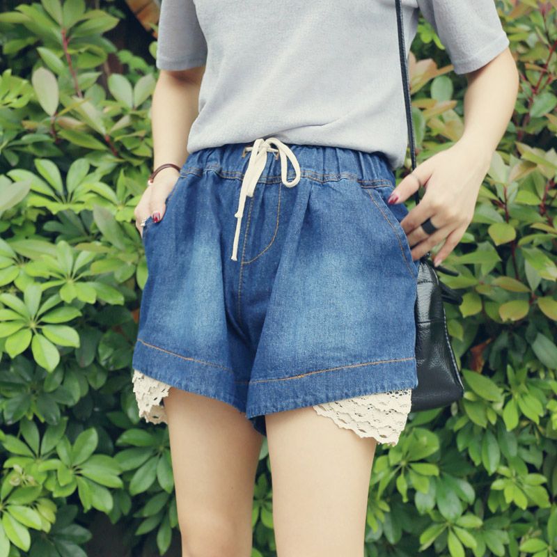 Compra Venta Al Por Mayor De Verano De Cintura Alta De Encaje Dobladillo  Shorts Mujeres Denim Shorts Vintage Cintura Elástica Streetwear Pantalones  Vaqueros Cortos Para Mujer Pantalones Cortos Ocasionales Barato | Entrega