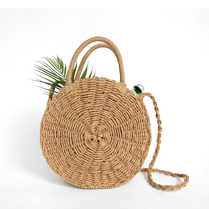 Woven Straw Round Handbag Retro Rattan Women Shoulder Bag Boho Summer Beach Messenger Bags ...