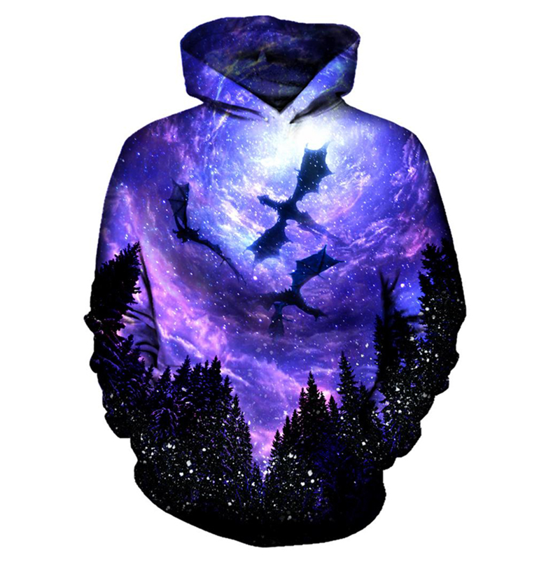 2018 harajuku 3d printed thrones dragons hoodie sweatshirts men