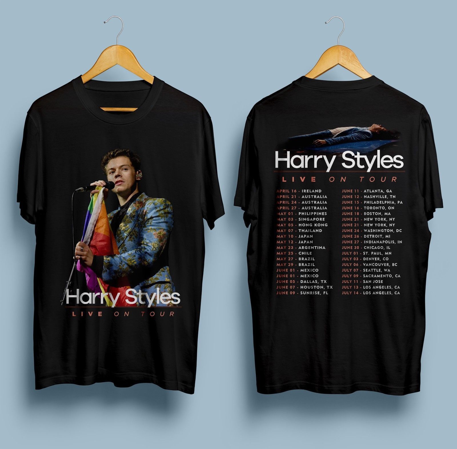 New Harry Styles Live On Tour 2018 Black T Shirt Size S 2XL Hip Hop