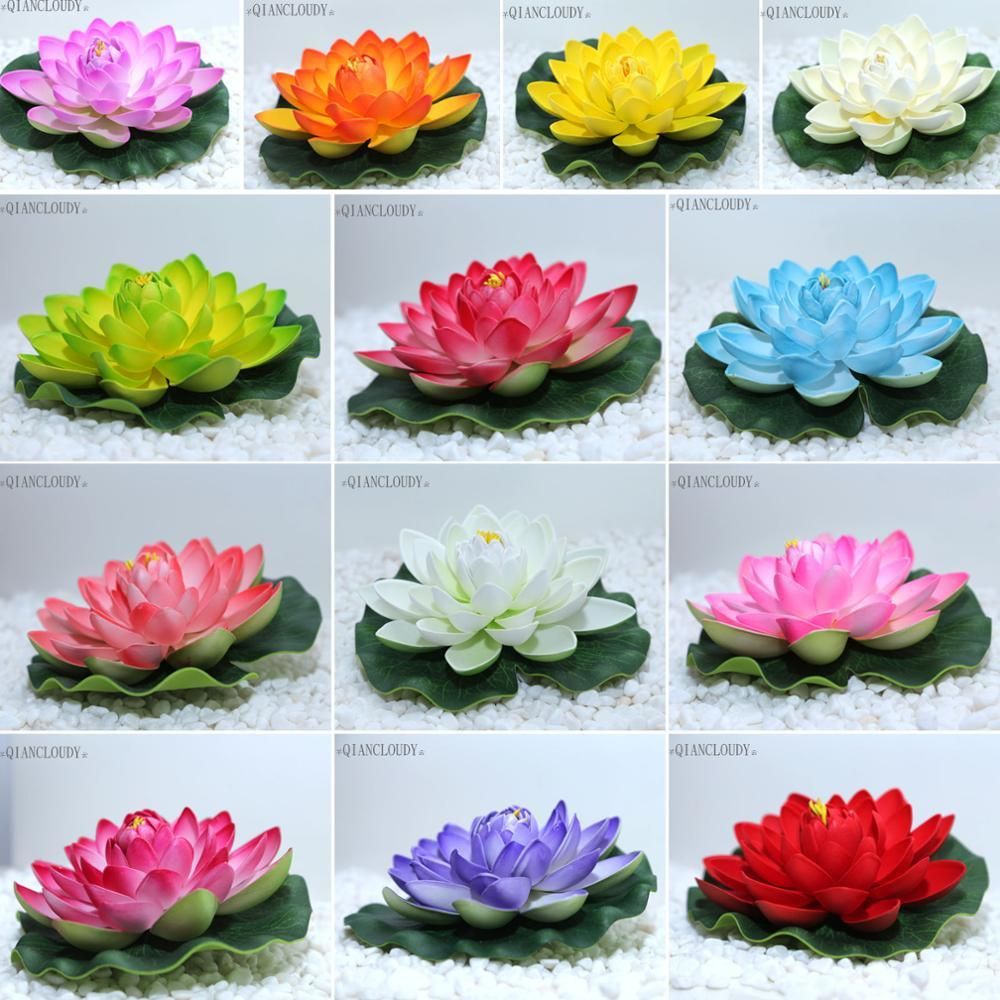 2021 Artificial Fake Lotus Leaf Flowers Water Lily Floating Plants