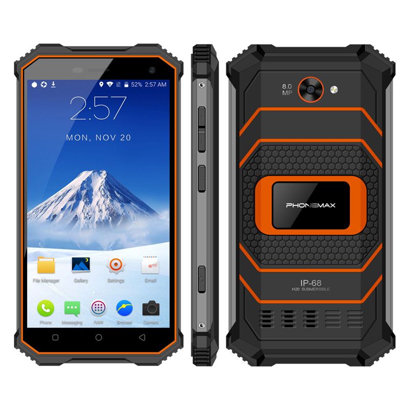 Best IP68 Waterproof Rugged Smart Phone PHONEMAX R2 5inch Quad Core 2GB
