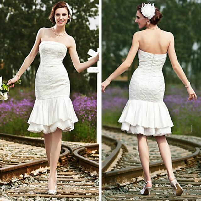 mermaid short wedding dress