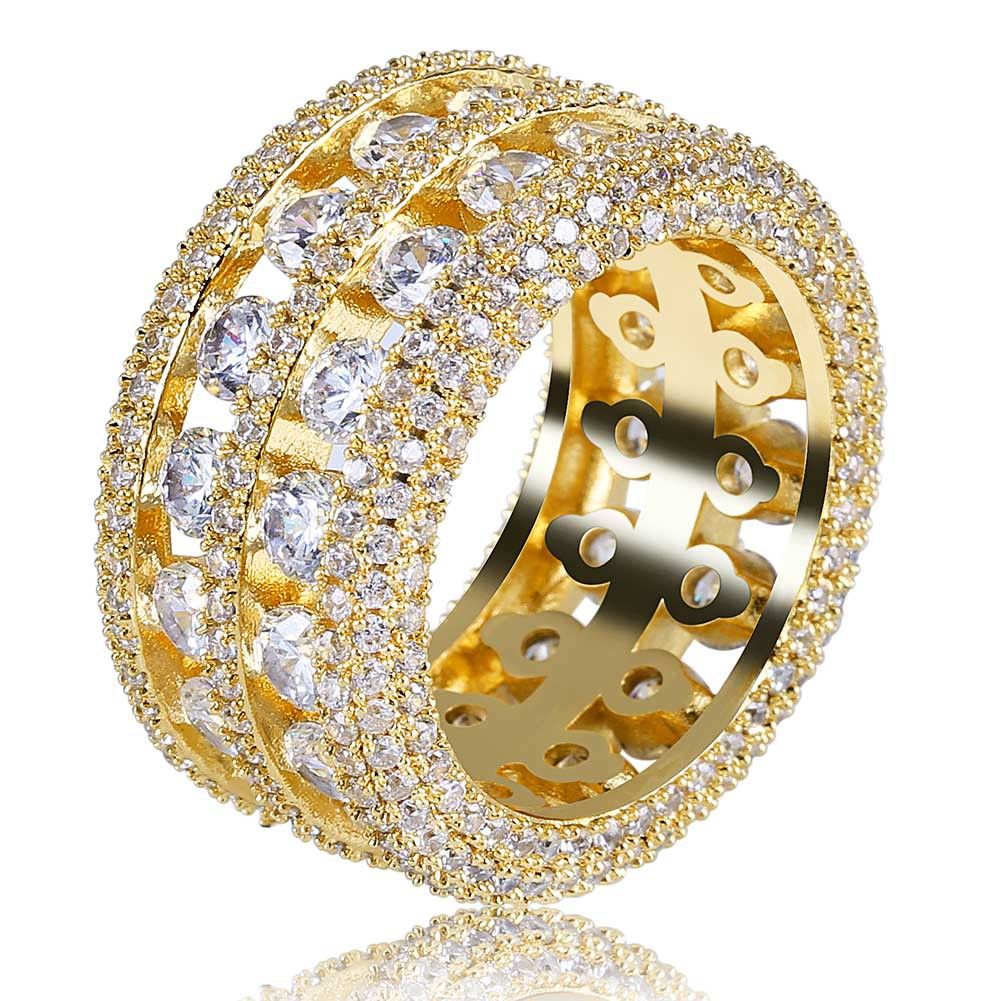 Mens Ring Vintage Hip Hop Jewelry Zircon Iced Out Stainless Steel Rings Luxury Gold Silver ...