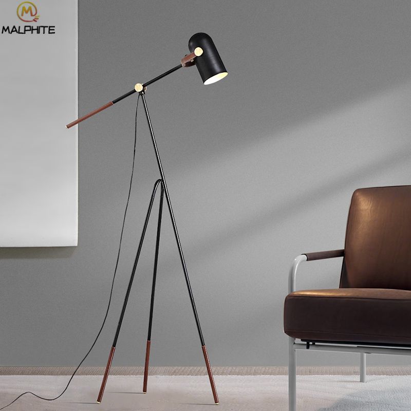 Modern Iron Floor Lamp Leather Straps Black Industrial Lamps For Living Room Luminaires Bedroom Lighting Standing