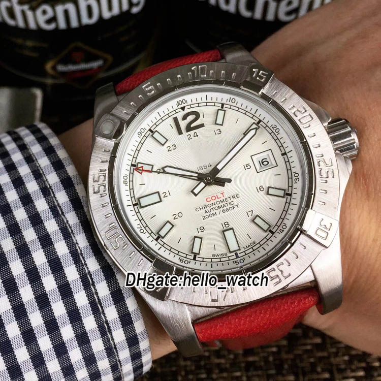 mens red leather watch