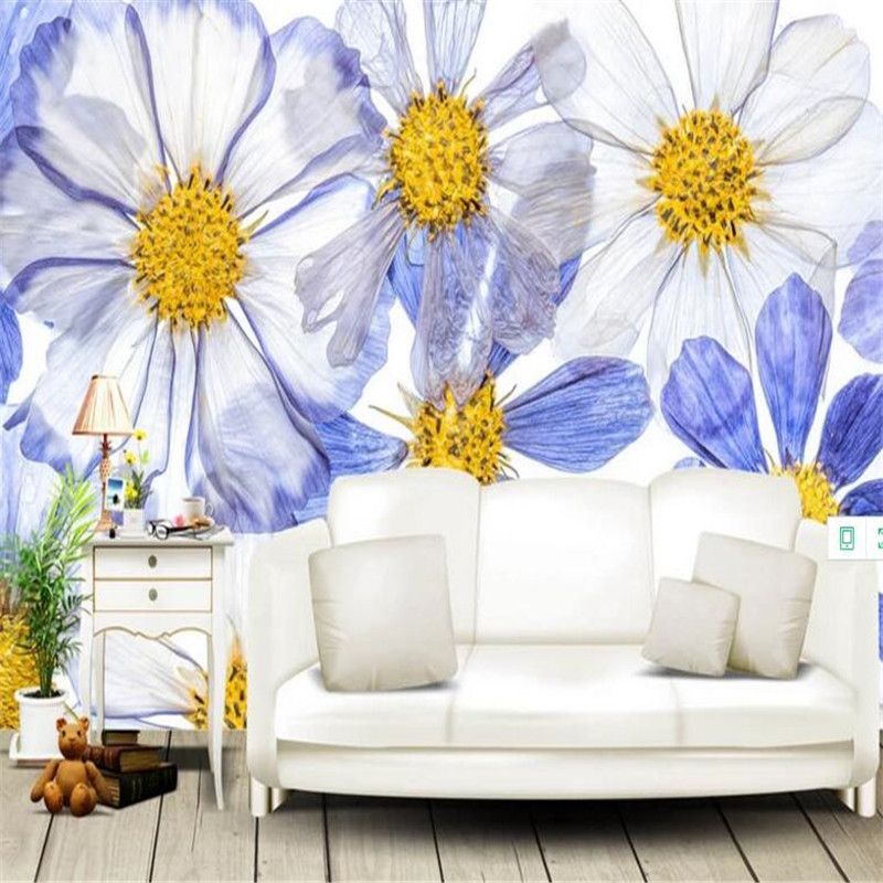 Modern White Blue Wallpapers For Walls 3d Murals Nordic Painting