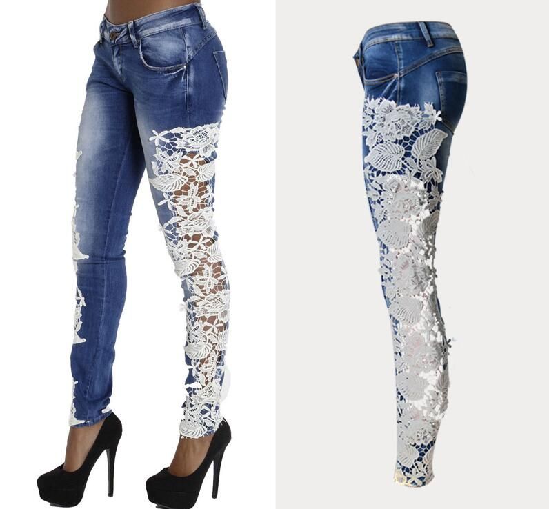 jeans with white lace