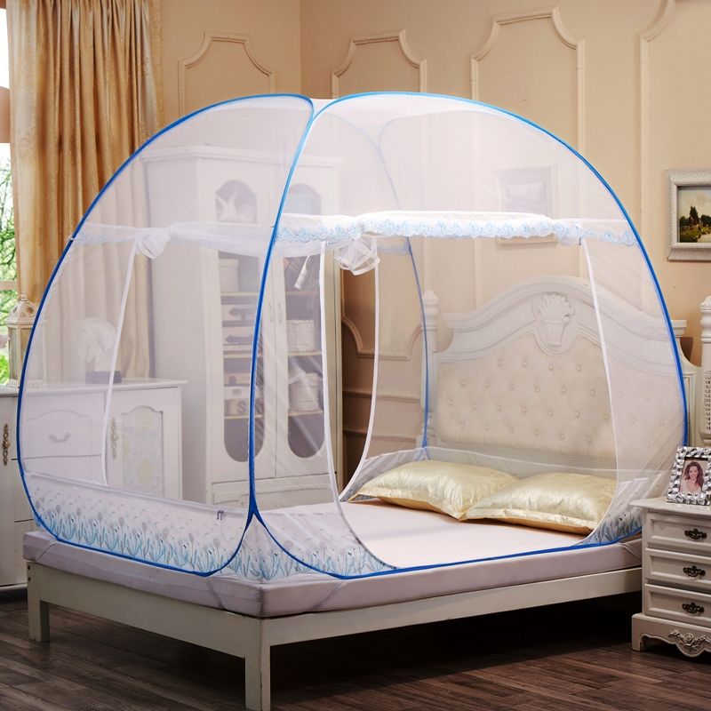 Hot Fresh Blue Mosquito Net For Double Bed Folding Insect Mesh Nets