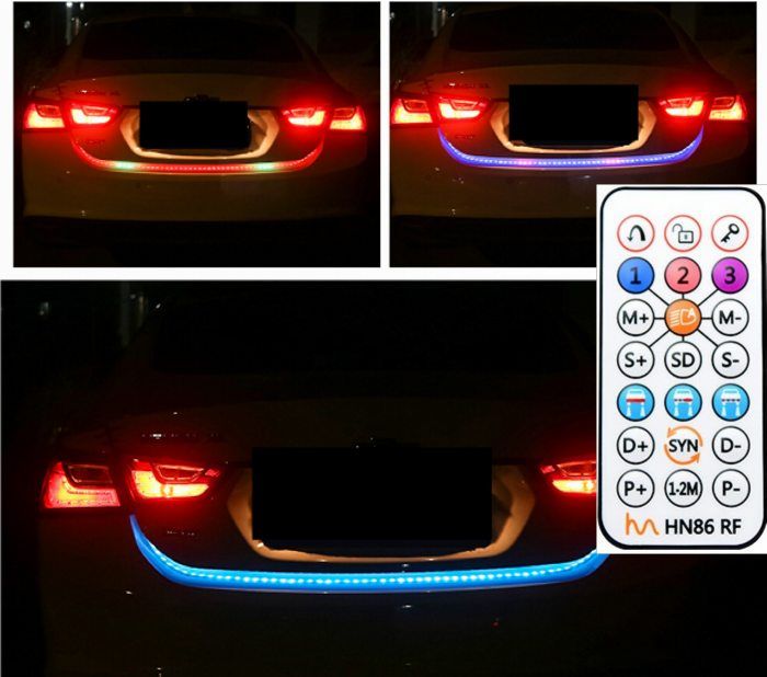 2019 120cm 150cm Multicolor Car Tail Trunk Led Strip Lights Flexible 120cm 150cm Multicolor Car Tail Trunk Led Strip Lights Flexible Decorative Atmosphere Lamp Wireless Remote
