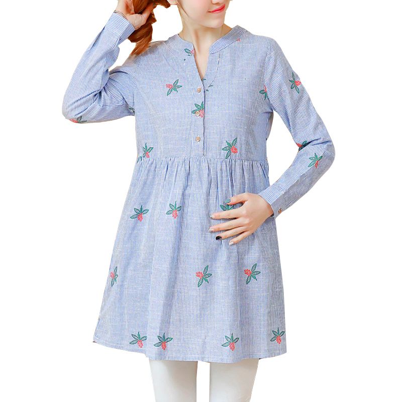 2019 Maternity Dresses For Pregnant Women 2018 Autumn Floral Printed