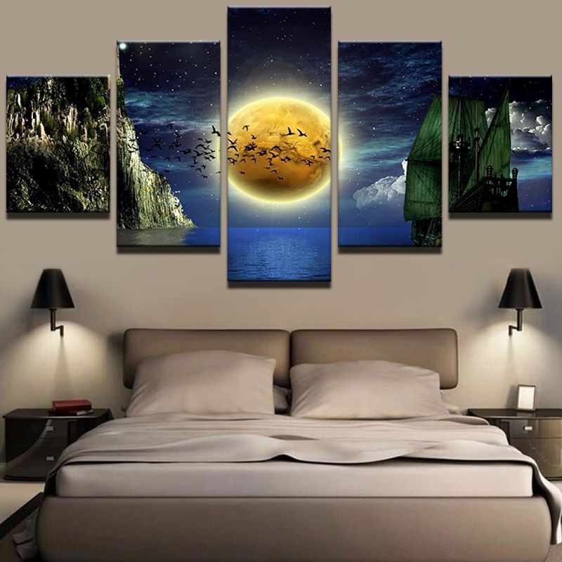 Art Wall Frame Scenery Picture For Living Room 5 Panel Beautiful Planet Landscape Home Decoration Canvas Prints Painting Abstract