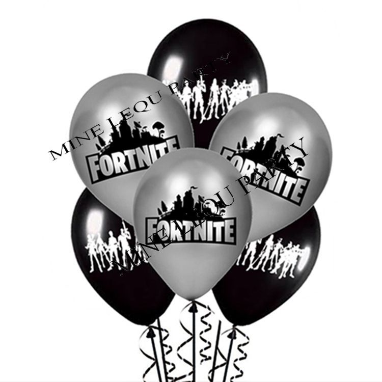 acheter livraison gratuite noir et argent ballon fortnite coquelicot latex ballons globos fete d anniversaire fournitures enfants jouets cadeaux mariage - joyeux anniversaire theme fortnite