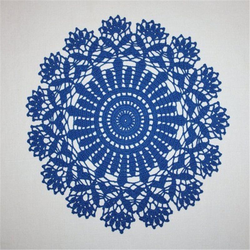 2021 Dark Blue Crochet Doily, Flower Doilies, Round Doily, Table Topper
