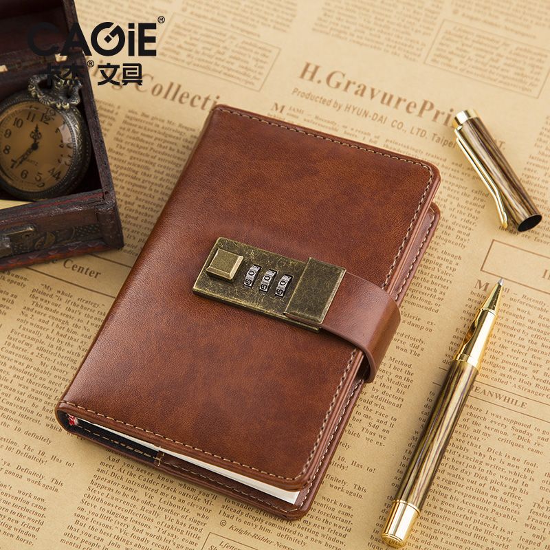 lock diary cagie a7 mini notebook fitted lined pages vintage leather