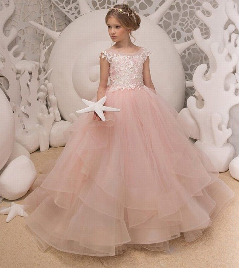 blush and ivory flower girl dress