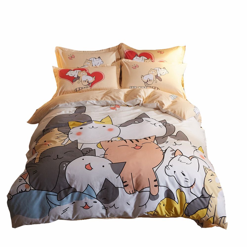 cats print duvet cover set 100 cotton cartoon bedding set twin covers print sheets