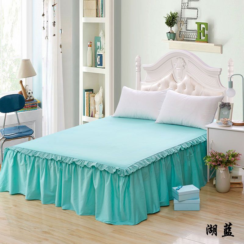 160x200cm Bed Skirt Pink Blue Green Twin Full Queen King Size 100 160x200cm Bed Skirt Pink Blue Green Twin Full Queen King Size 100 Cotton Sheet Set For Girls Kids Gift Cover Pillowcase Eyelet Bedskirt Navy