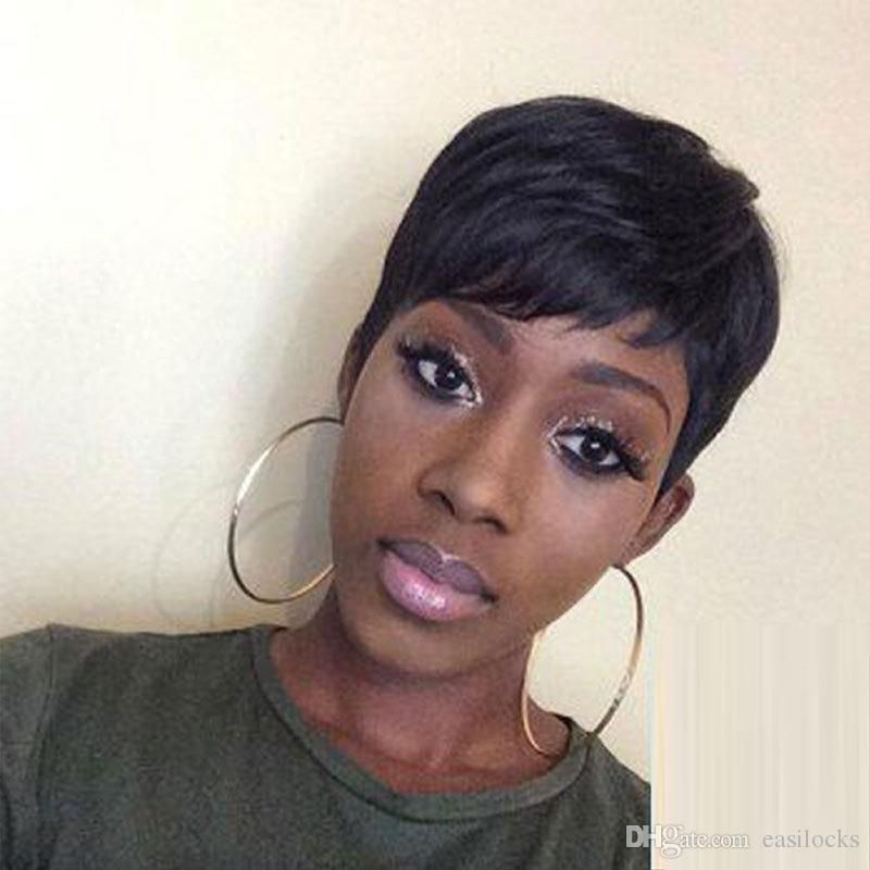Short Pixie Cut Hair Natural Synthetic Wigs For Women Heat
