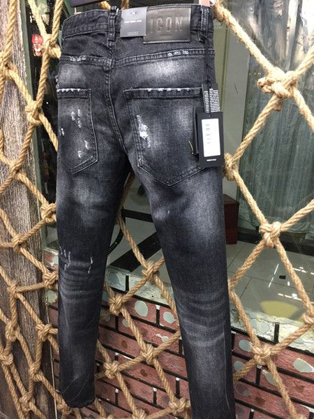 Compra Pantalones Vaqueros Del Motorista De Cuero Negro Hombres Runway  Biker Homme Jeanswear Pantalones Delgados Del Dril De Algodón Delgados  Pantalones Vaqueros De La Marca De Fábrica Famosa Del Cremallera Del Vaquero