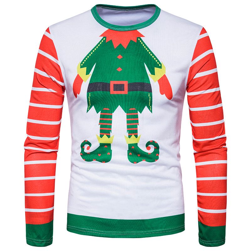 Mens Christmas Long Sleeve Tshirt Funny Clothes Xmas Gift Santa Claus