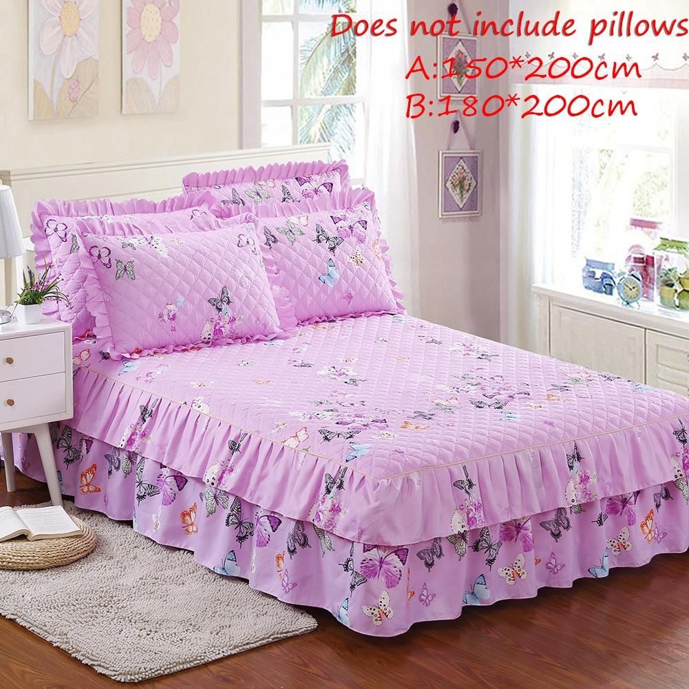 Queen Size Bed Skirt Quilted Thickened Cover Chandler Queen Size Bed Skirt Quilted Thickened Cover Chandler Fitted Sheet Erflies Printed Purple Bedspread Tailored Bedskirt From Lantor