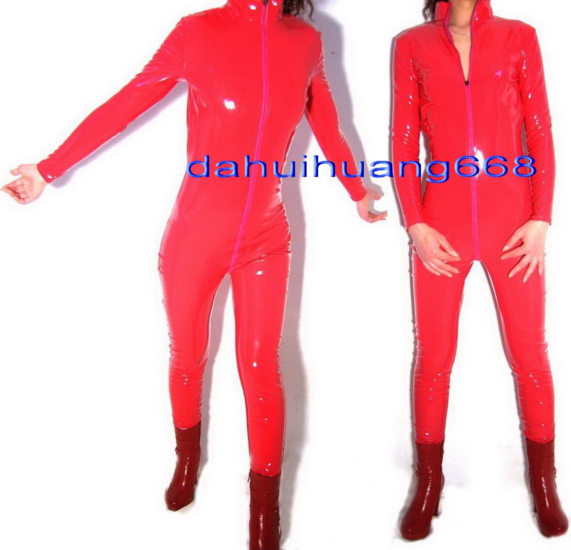 2021 Unisex Red PVC Body Suit Costumes New Shiny Red PVC Suit Catsuit