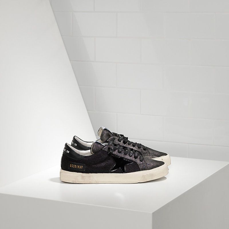 may sneakers in glitter and suede