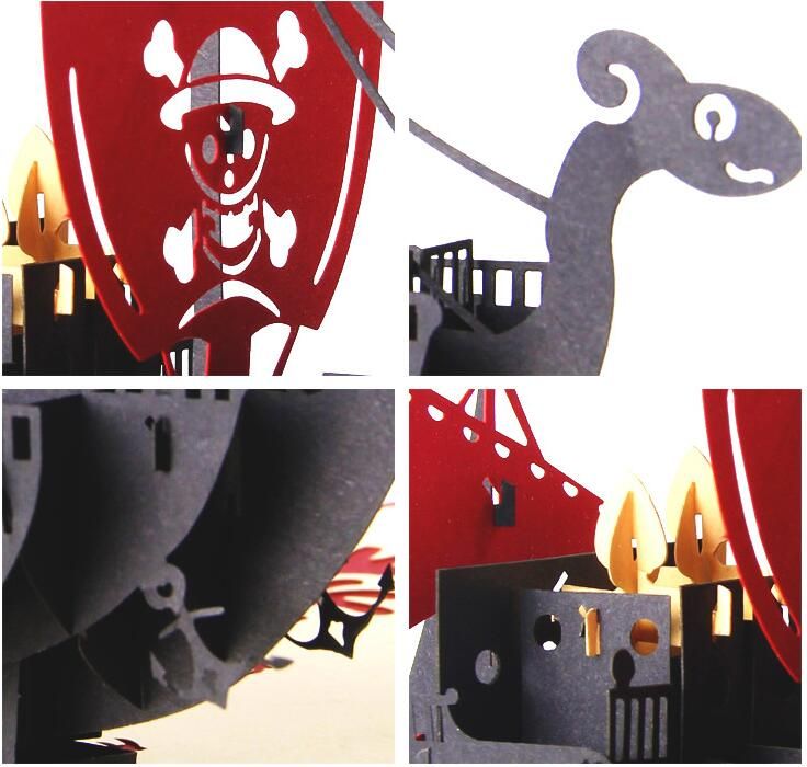 3D Pop Up Card Pirate Ship Children's Day Birthday Thank You Christmas Greeting 