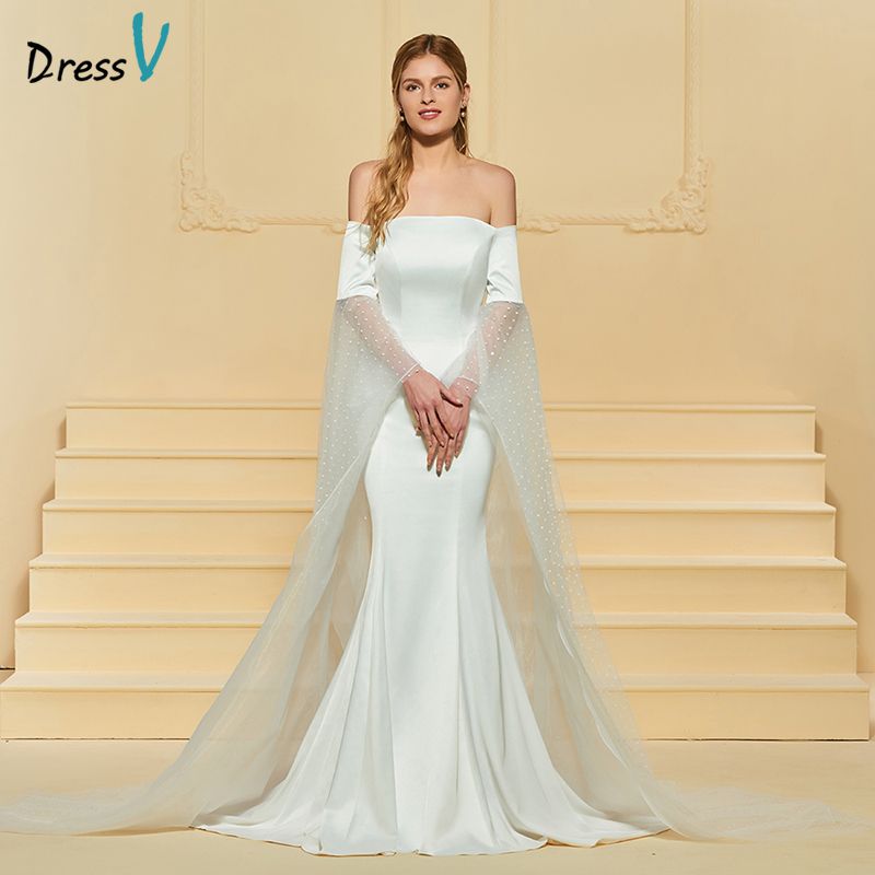 compre venta al por mayor vestido de novia de marfil largo fuera del