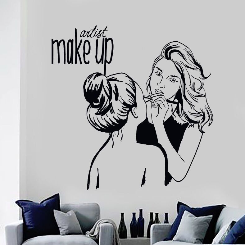 vinyl wall decal make up artist wall sticker cosmetic beauty salon