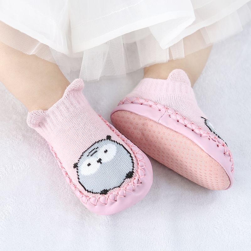 Baby Socks With Rubber Soles Cute Bear Cotton Anti Slip Soft Sole