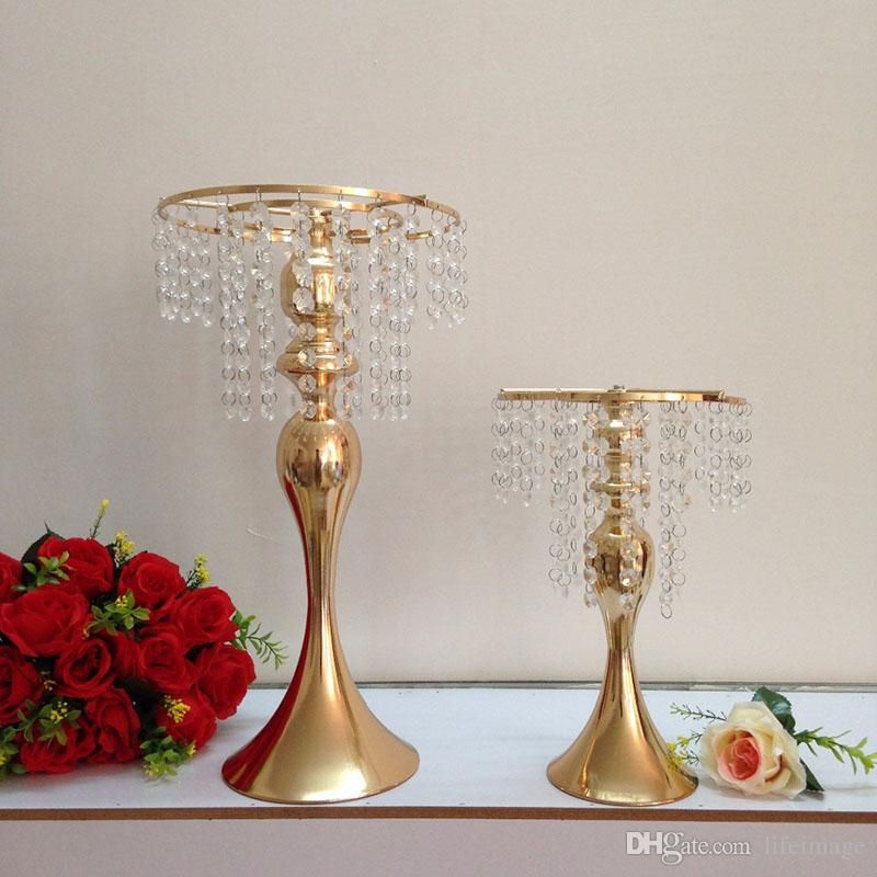 33cm 48cm Height Rose Gold Elegant Metal Acrylic Tabletop Chandelier 33cm 48cm Height Rose Gold Elegant Metal Acrylic Tabletop Chandelier Flower Stand Vase For Wedding Decorations Centerpiece Crystal
