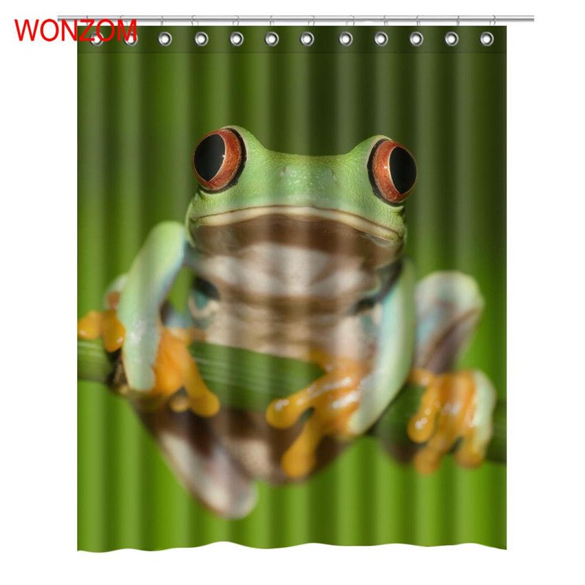 Wonzom 3d Tree Frog Shower Curtains With 12 Hooks For Bathroom Decor Modern Bath Waterproof Curtain Accessories