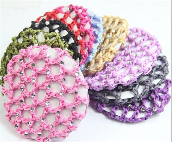 Bun Cover Snood Hair Net Ballet Dance Skating Crochet White Pearl