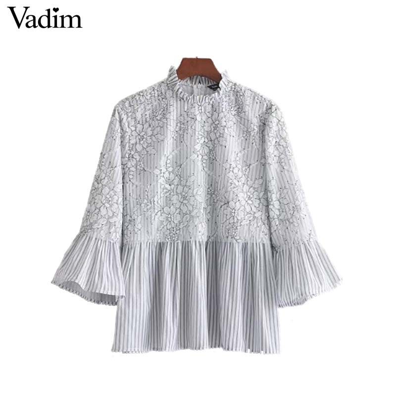 Remiendo Cordón Rayas Dulce Mujeres Vadim Floral Del Compre Camisa A qAxH6Fw